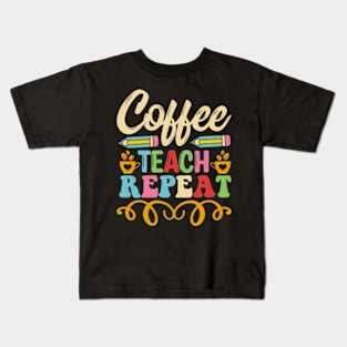 Coffee teach repeat Kids T-Shirt